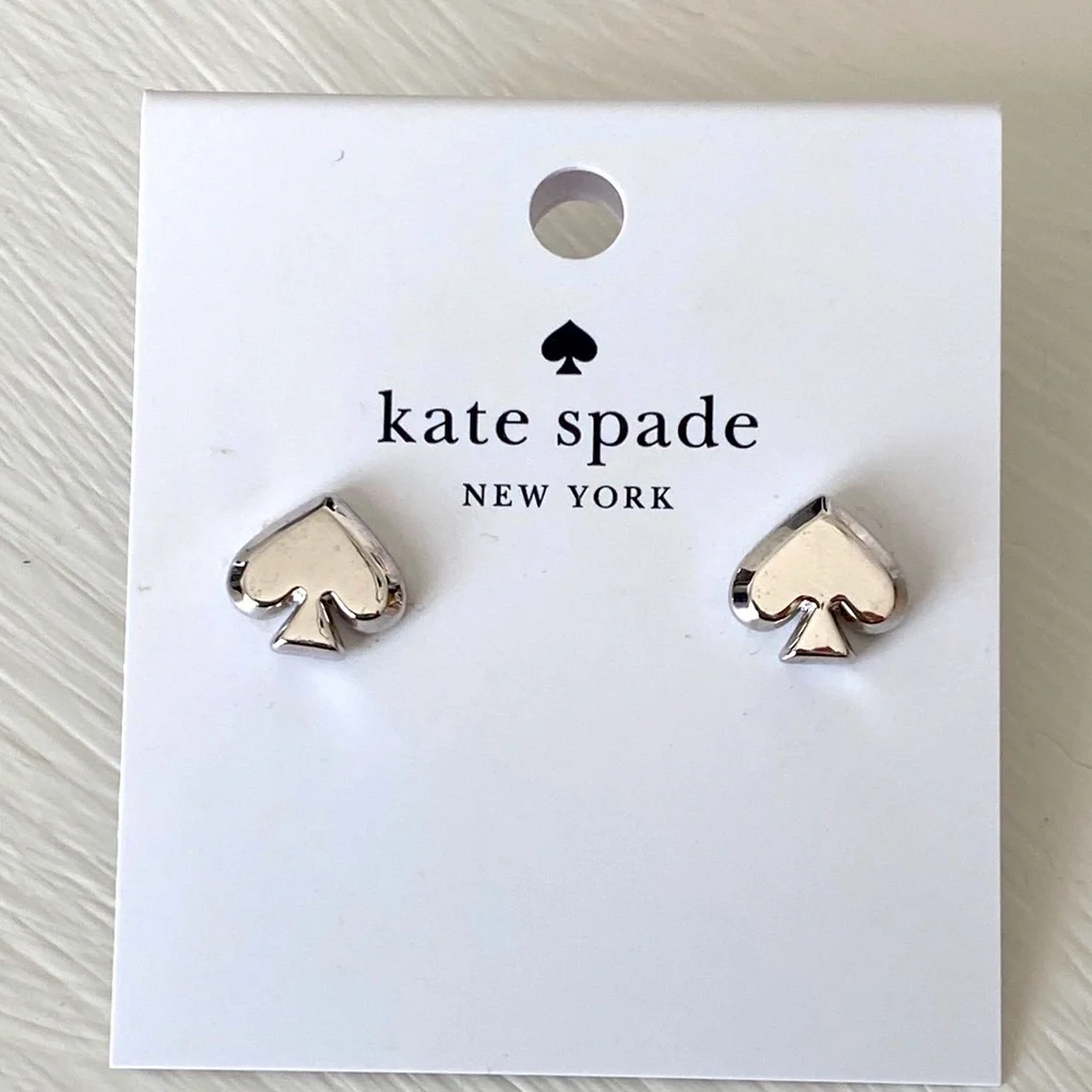 Kate Spade Silver Everyday Spade Stud Earrings with Dust Bag